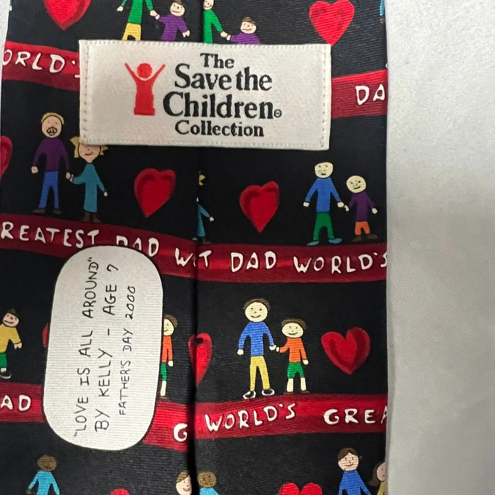 Save the Children Collection Black Necktie World's Greatest Dad Fathers Day Gift